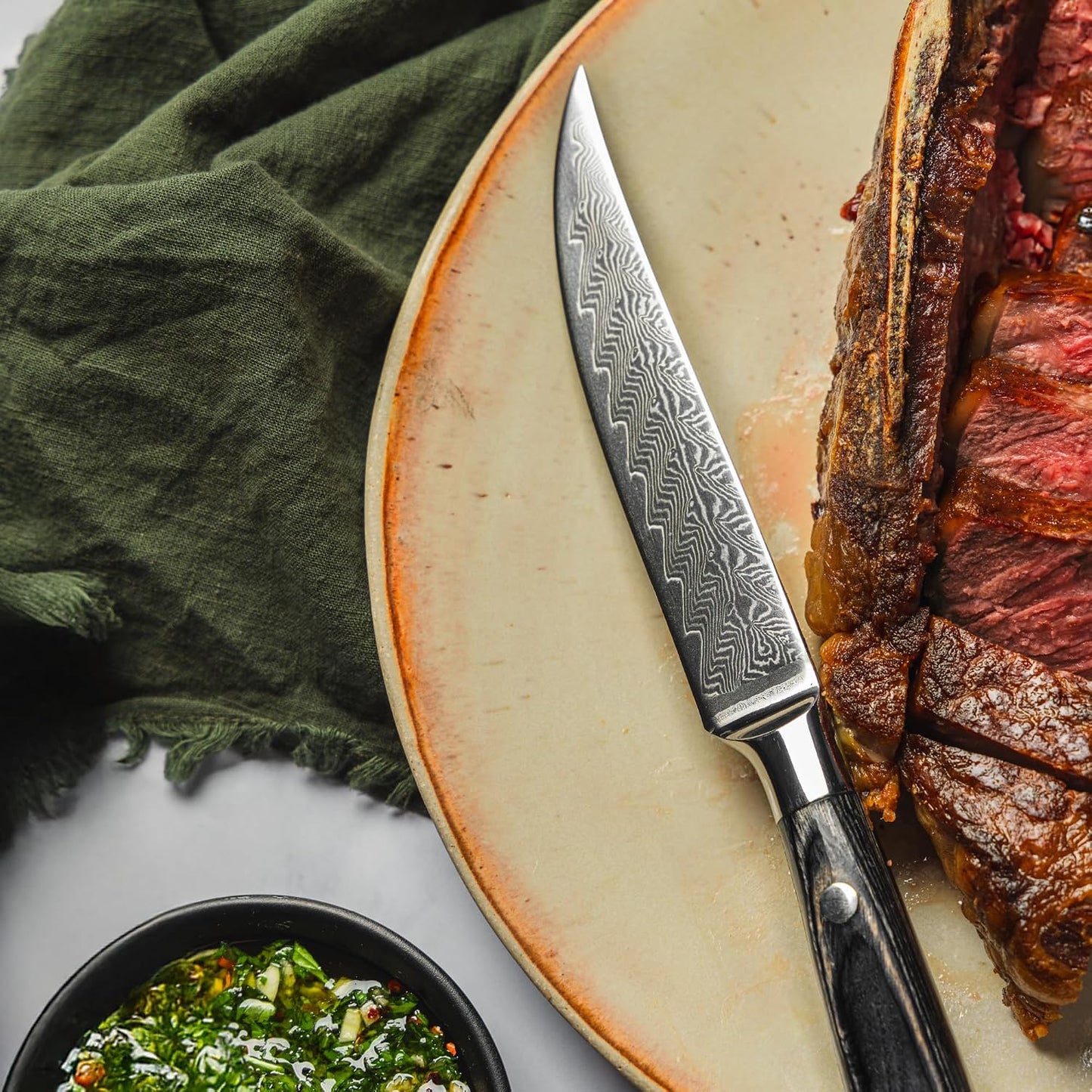 Avanta Forged 5” Fine Edge Steak Knife Set - German X50 Stainless Steel - Rust Resistant & Easy to Maintain - Includes 4 Steak Knives