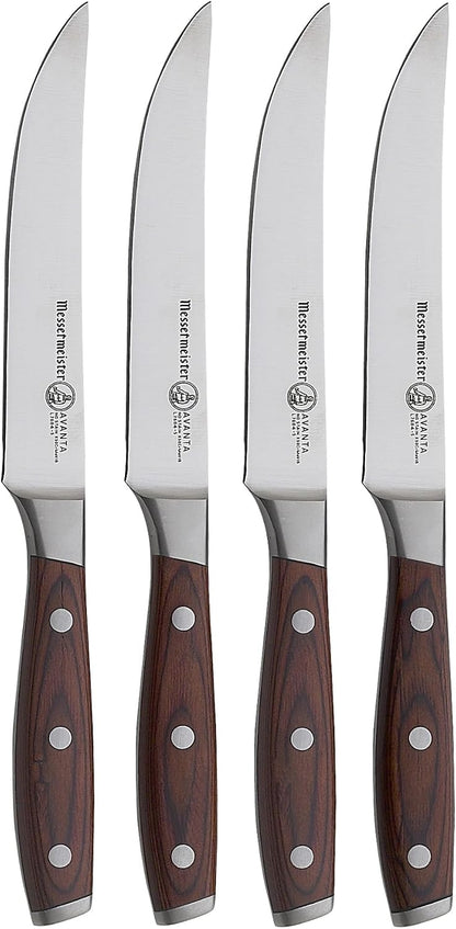 Avanta Forged 5” Fine Edge Steak Knife Set - German X50 Stainless Steel - Rust Resistant & Easy to Maintain - Includes 4 Steak Knives