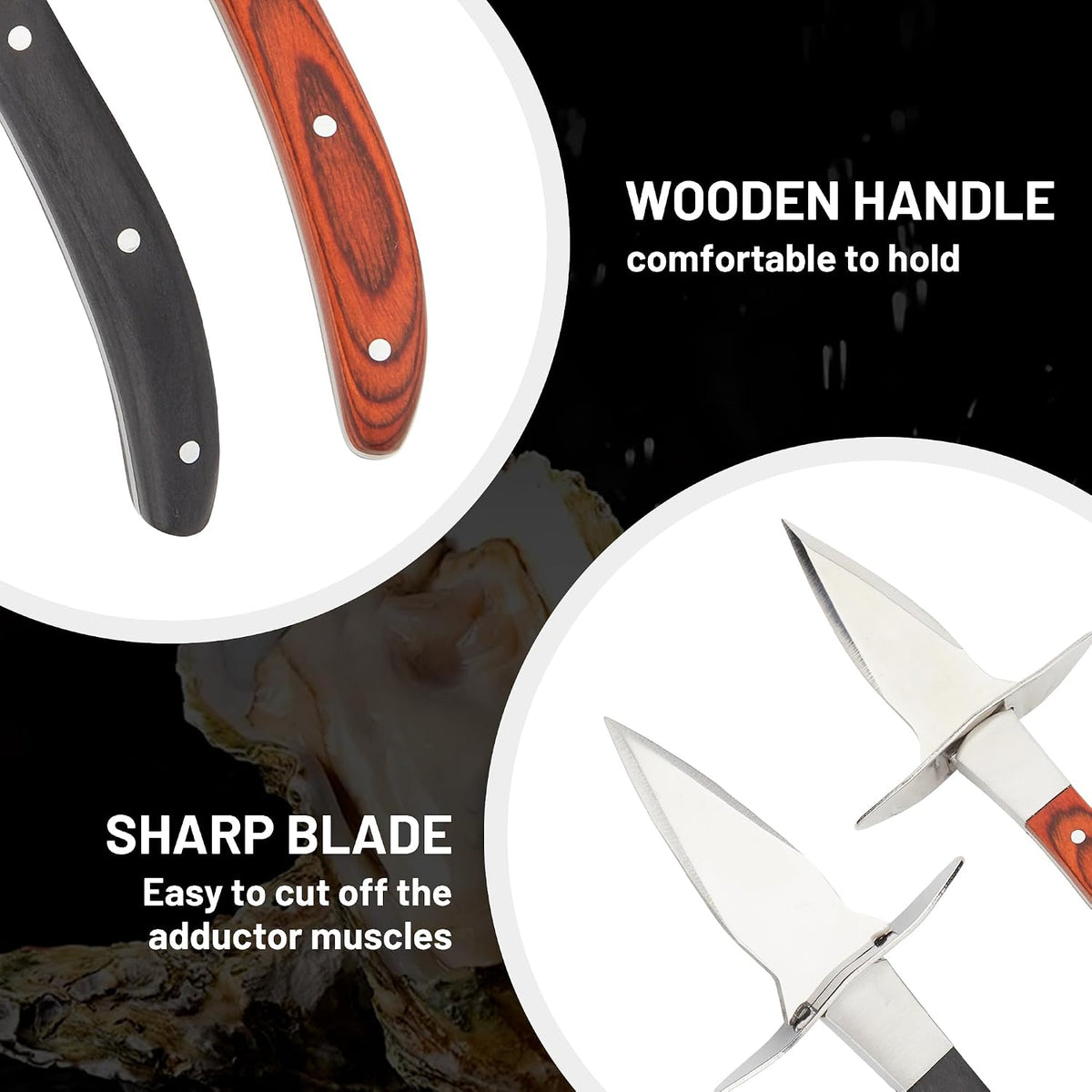Oyster Shucker Set of 2 with Cut Resistant Glove, Stainless Steel Oyster Opener Tool, Wood Handle Shucking Knife Set for Oysters Clams Scallops Mussels Shellfish, Kitchen Seafood Tools Gift
