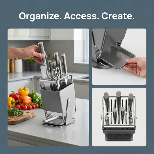 Universal knife rack - Stainless steel kitchen knife rack, suitable for storing kitchen knives, a kitchen storage wonder that is easy to clean. (Grey1)