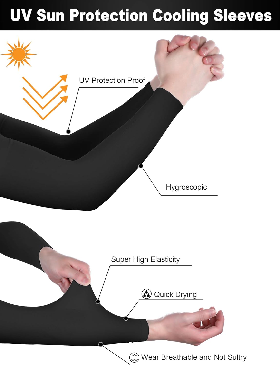 10 Pairs Arm Sleeves UV Sun Protection Arm Sleeves Unisex Long Arm Cooling Cover Sleeve for Women Men Sports Workouts Tattoo Cover up