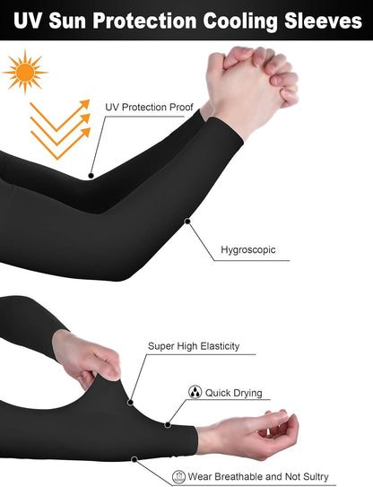 10 Pairs Arm Sleeves UV Sun Protection Arm Sleeves Unisex Long Arm Cooling Cover Sleeve for Women Men Sports Workouts Tattoo Cover up