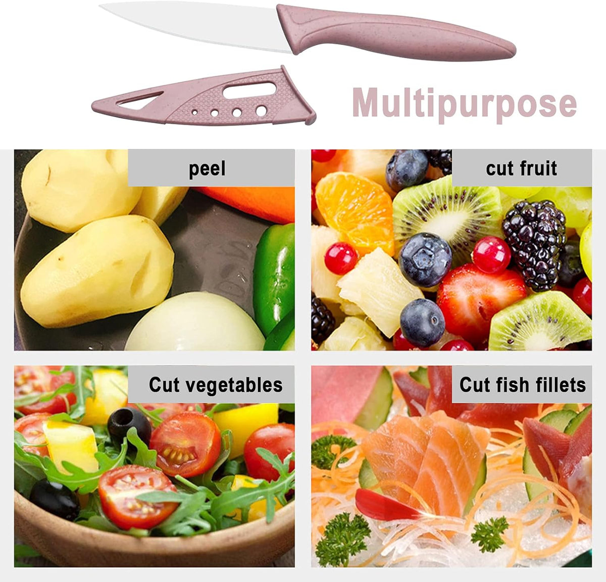 3Pcs Sharp and Durable Fruit Knife (pink, Blue, Green) | Exquisite and Beautiful, with Scabbard, Paring Knife is Suitable for Most Vegetables, Fruits and Meat