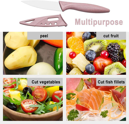 3Pcs Sharp and Durable Fruit Knife (pink, Blue, Green) | Exquisite and Beautiful, with Scabbard, Paring Knife is Suitable for Most Vegetables, Fruits and Meat