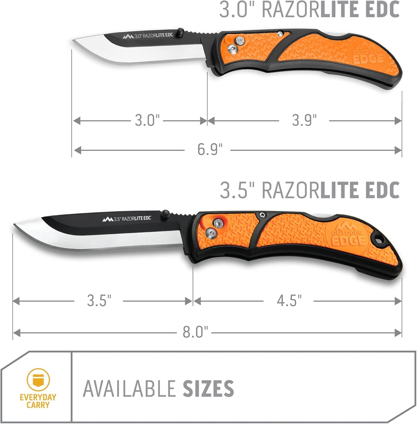 3.5" RazorLite EDC Knife. Pocket Knife with Replaceable Blades and Clip. The Perfect Hunting Blade for Skinning Deer. Blaze Orange with 6 Blades