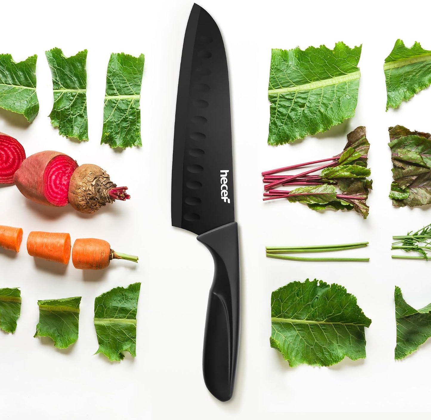 Black Kitchen Knife Set of 3, Dishwasher Safe | Sharp Knives with Stainless Steel Blade, Lightweight Handle, Non-stick Coating, Includes 7", 5", 3.5" Knives