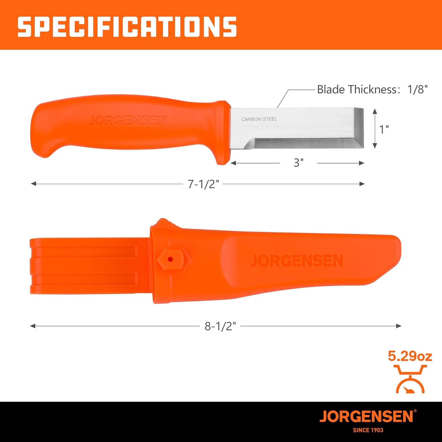 Wood Chisel Knife with Sheath, Wood Chisel for Woodworking with Ergonomic Handle, SK5 Carbon Steel Blade, Full Tang Design, for Carving, Whittling, Splitting