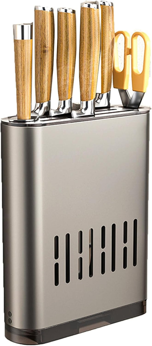 Wall Mounted Utensil Holder, Flatware Organizer for Kitchen, Knife Containers,Aluminum Storage Rack with Drain Tray,Large Capacity Organizer