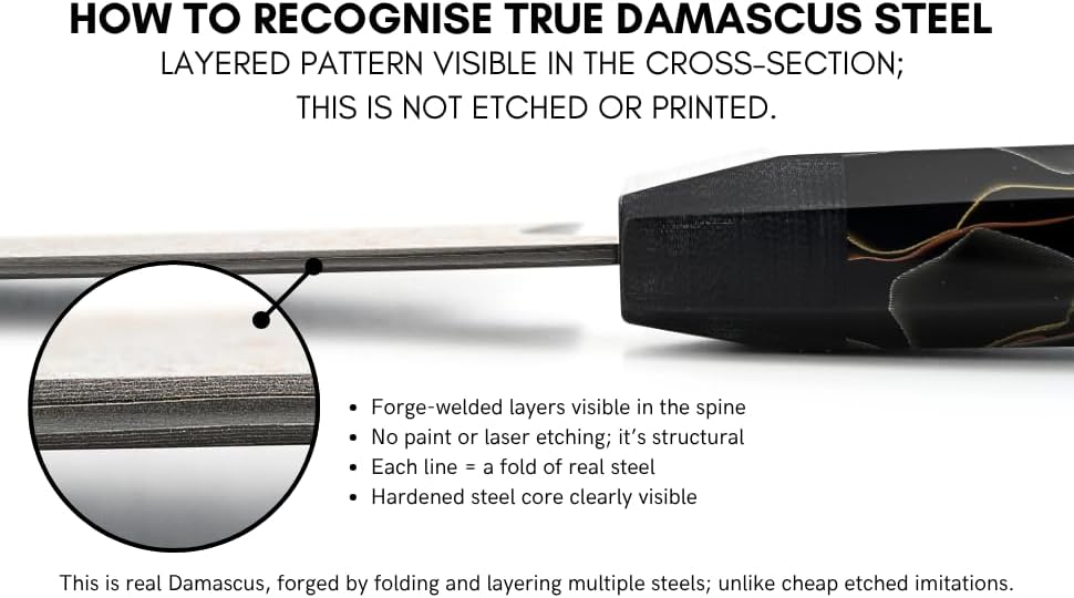 8" Gyuto – Handmade Japanese CuMai Copper Damascus Chef Knife – Ultra Sharp Kitchen Chopping Knife.