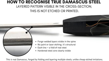 8" Gyuto – Handmade Japanese CuMai Copper Damascus Chef Knife – Ultra Sharp Kitchen Chopping Knife.