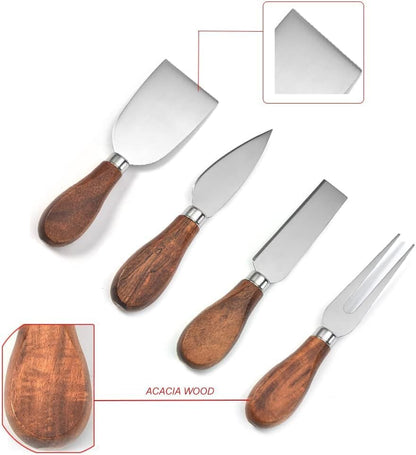 Premium Stainless Steel Cheese Tool Set - 4 Piece Cheese Knife Set - Cut, Spread All Your Favorite Cheeses