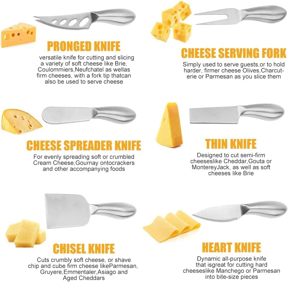 Premium Stainless Steel Cheese Tool Set - 4 Piece Cheese Knife Set - Cut, Spread All Your Favorite Cheeses