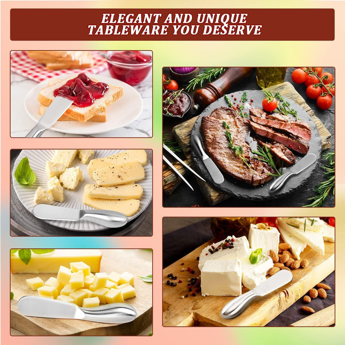 Premium Stainless Steel Cheese Tool Set - 4 Piece Cheese Knife Set - Cut, Spread All Your Favorite Cheeses