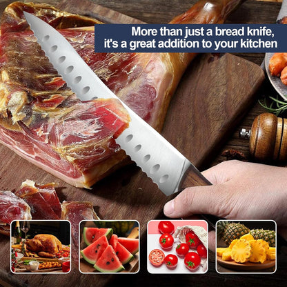 Serrated Bread Knife for Homemade Bread | Forged High Carbon German Steel Serrated Knives for Slicing Bagels, Cake (9.6-Inch Blade with 5.1-Inch Handle)