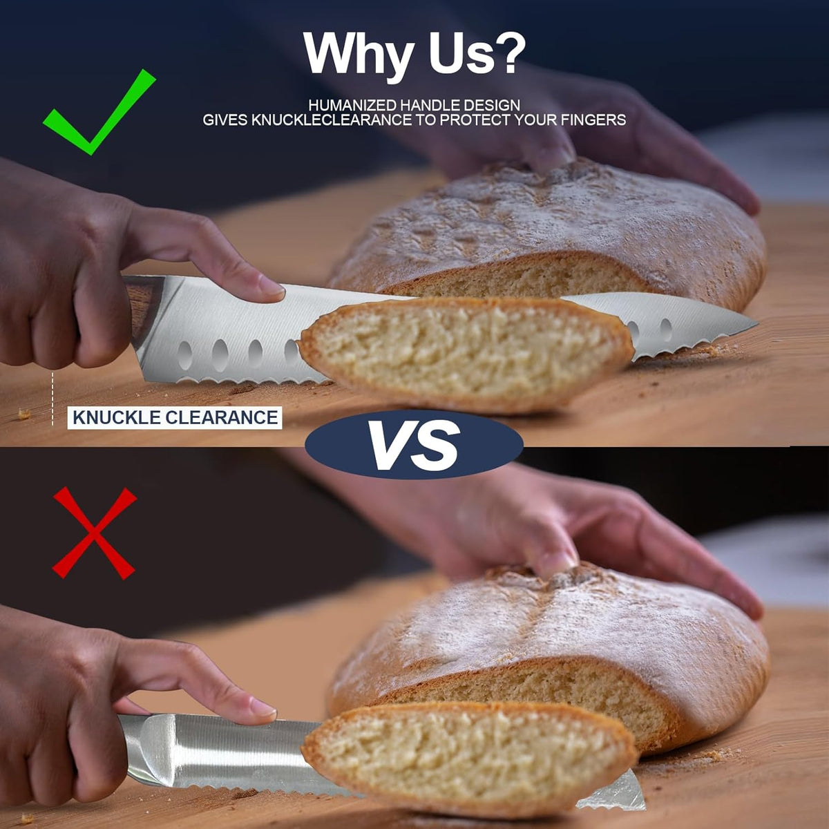 Serrated Bread Knife for Homemade Bread | Forged High Carbon German Steel Serrated Knives for Slicing Bagels, Cake (9.6-Inch Blade with 5.1-Inch Handle)