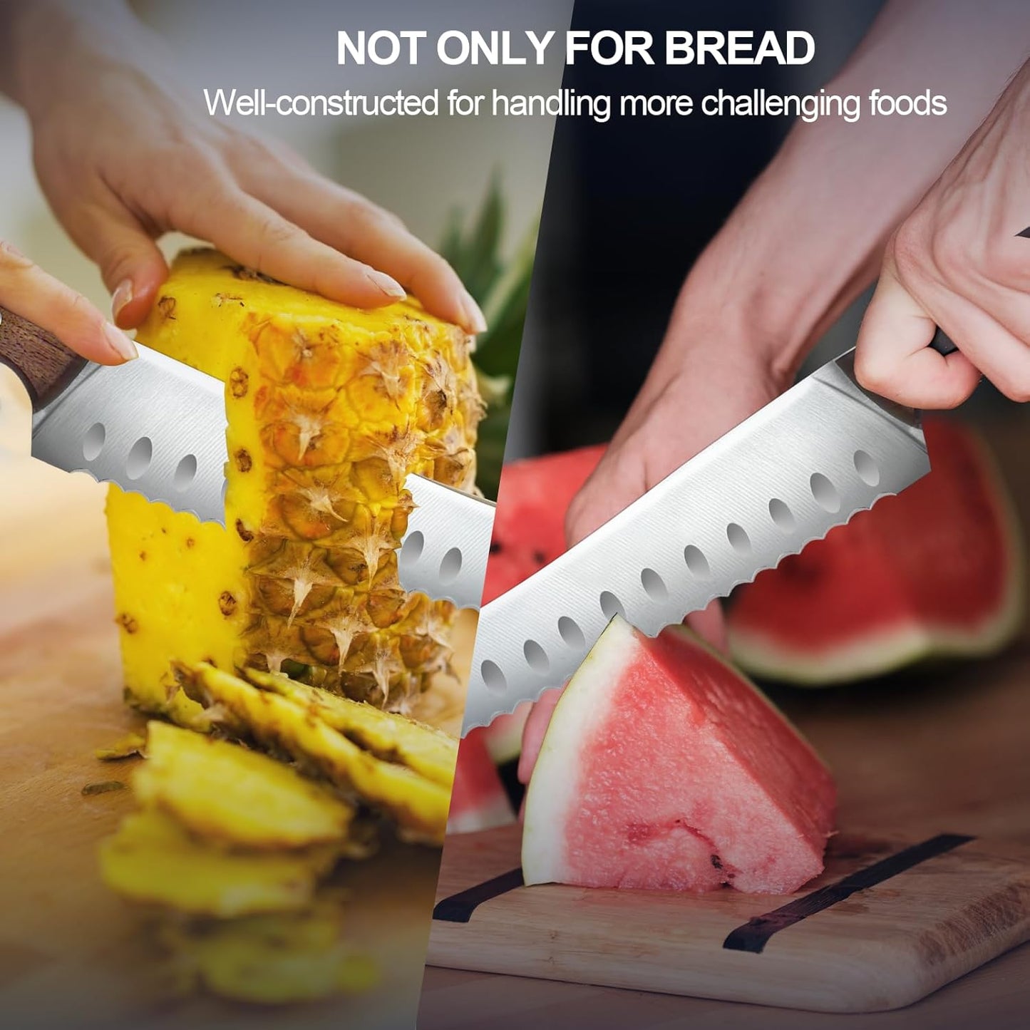 Serrated Bread Knife for Homemade Bread | Forged High Carbon German Steel Serrated Knives for Slicing Bagels, Cake (9.6-Inch Blade with 5.1-Inch Handle)