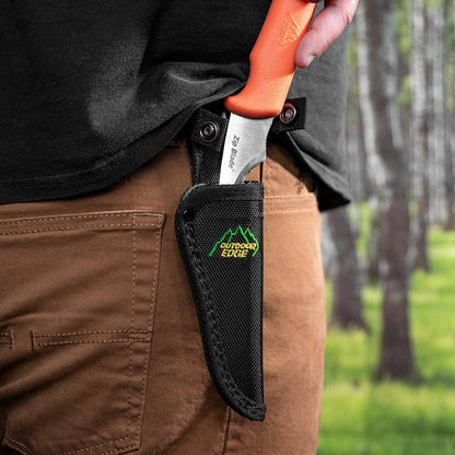 Zip Blade - 4.0" Fixed Blade Hunting Knife for Skinning and Gutting Big Game - Includes Black Nylon Belt Sheath - Deer Gutting Knives