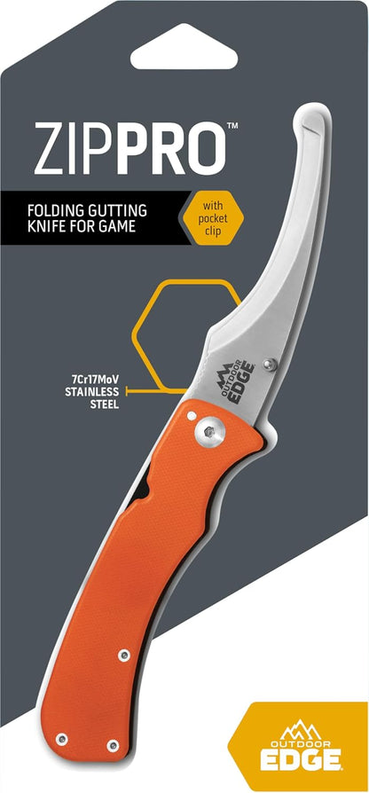Zip Blade - 4.0" Fixed Blade Hunting Knife for Skinning and Gutting Big Game - Includes Black Nylon Belt Sheath - Deer Gutting Knives
