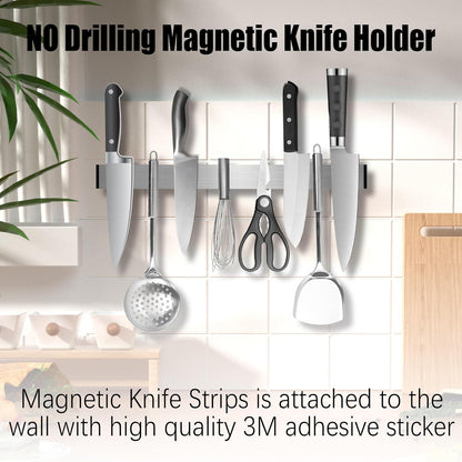 Magnetic Knife Strips, Magnetic Knife Holder for Wall 12 Inch | Knife Magnetic Strip, Refrigerator Mount Compatible, Kitchen Utensil Holder, Metal Tool Holder, Kitchen Organizer