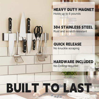 Magnetic Knife Strips, Magnetic Knife Holder for Wall 12 Inch | Knife Magnetic Strip, Refrigerator Mount Compatible, Kitchen Utensil Holder, Metal Tool Holder, Kitchen Organizer