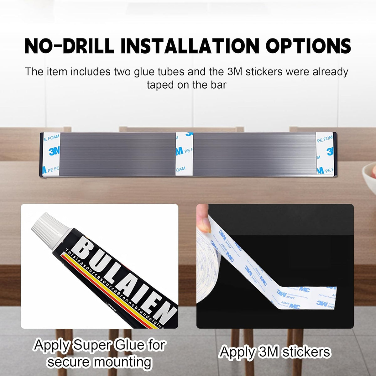 Magnetic Knife Strips, Magnetic Knife Holder for Wall 12 Inch | Knife Magnetic Strip, Refrigerator Mount Compatible, Kitchen Utensil Holder, Metal Tool Holder, Kitchen Organizer