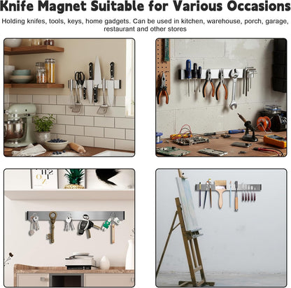 Magnetic Knife Strips, Magnetic Knife Holder for Wall 12 Inch | Knife Magnetic Strip, Refrigerator Mount Compatible, Kitchen Utensil Holder, Metal Tool Holder, Kitchen Organizer