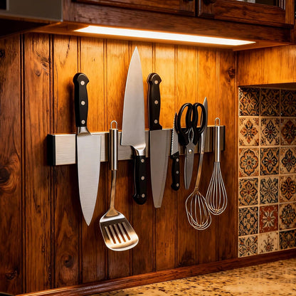 Magnetic Knife Strips, Magnetic Knife Holder for Wall 12 Inch | Knife Magnetic Strip, Refrigerator Mount Compatible, Kitchen Utensil Holder, Metal Tool Holder, Kitchen Organizer