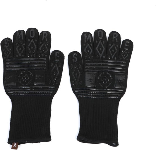 BBQ Gloves Heat Resistant Fireproof Outdoor Grilling Gloves Silicone Non-Slip Oven Gloves Long Kitchen Gloves for Barbecue, Cooking, Baking, Cutting (Black)
