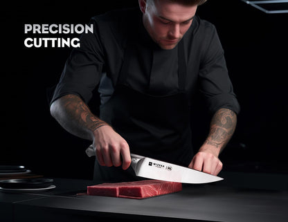 Knife Set with Block 15Pcs, High Carbon Stainless Steel, Razor-Sharp