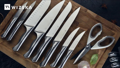 Knife Set with Block 15Pcs, High Carbon Stainless Steel, Razor-Sharp