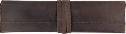 Double Knife Roll for Chefs and Cooks, Vertical Case for Knives, Culinary Accessories, Carry-On Bag for Traveling, Full Grain Leather, Handmade, Bourbon Brown