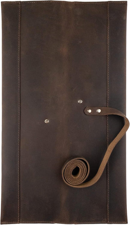 Double Knife Roll for Chefs and Cooks, Vertical Case for Knives, Culinary Accessories, Carry-On Bag for Traveling, Full Grain Leather, Handmade, Bourbon Brown