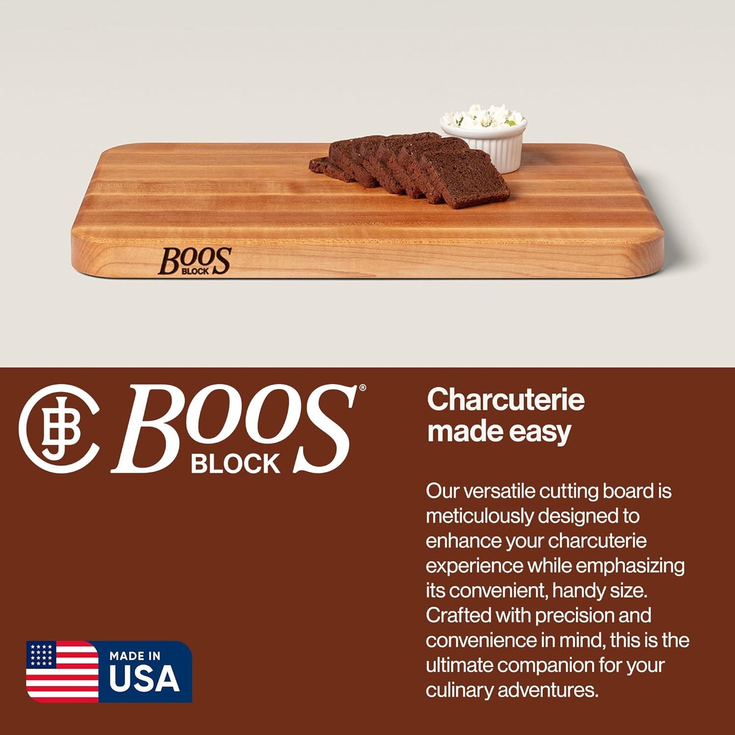 Chop-N-Slice Series Rectangular Wooden Maple Cutting Board | 18”x12" – 1.25” Thick, 8-lb Reversible Butcher Block with Eased Corners, Edge-Grain & Finger Grips – Made in the USA