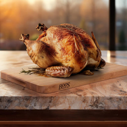 Chop-N-Slice Series Rectangular Wooden Maple Cutting Board | 18”x12" – 1.25” Thick, 8-lb Reversible Butcher Block with Eased Corners, Edge-Grain & Finger Grips – Made in the USA