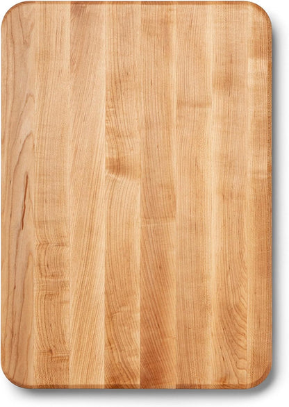Chop-N-Slice Series Rectangular Wooden Maple Cutting Board | 18”x12" – 1.25” Thick, 8-lb Reversible Butcher Block with Eased Corners, Edge-Grain & Finger Grips – Made in the USA