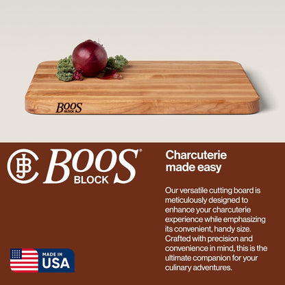 Chop-N-Slice Series Rectangular Wooden Maple Cutting Board | 18”x12" – 1.25” Thick, 8-lb Reversible Butcher Block with Eased Corners, Edge-Grain & Finger Grips – Made in the USA