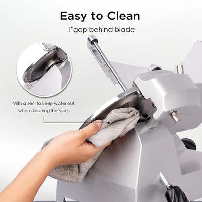 12" Commercial Manual Meat Slicer, 2/5 HP Gravity Feed Electric Meat Slicer, deli meat cutter, Lunch Food Slicer, ham cutter with Adjustable Slicing for Semi-frozen Meat, Cheese