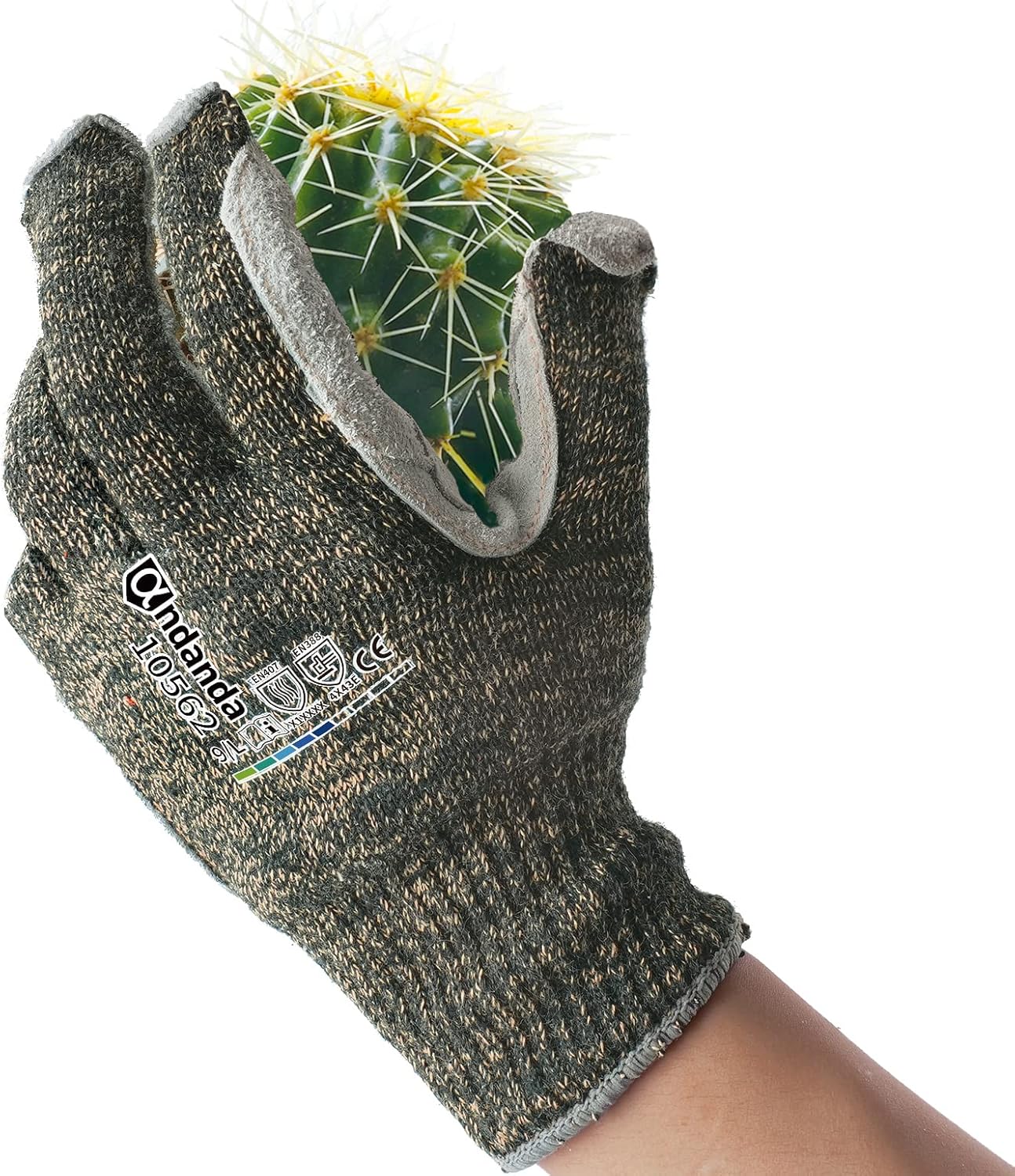 Level 5 Cut Resistant Gloves, Aramid Suture, Cow Split Leather Work Gloves Suitable for Men/Women Working in Gardening, Large/1 Pair
