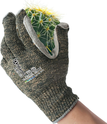 Level 5 Cut Resistant Gloves, Aramid Suture, Cow Split Leather Work Gloves Suitable for Men/Women Working in Gardening, Large/1 Pair
