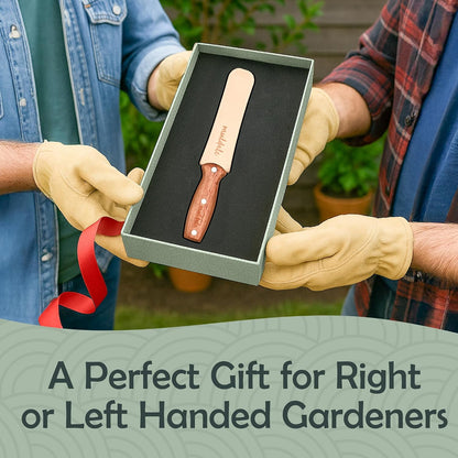 Garden Tool Sharpener - Dual Grit Titanium File with Leather Strop | for Pruners Loppers Hedge Shears Mower Blades Axes and Machetes