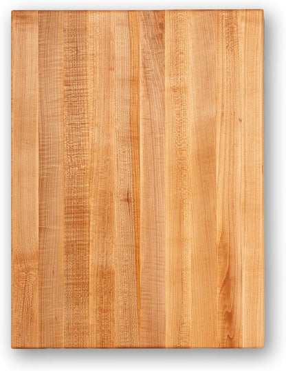 Platinum Commercial Series Rectangular Wooden Maple Cutting Board 24”x18” – 1.75” Thick, 21-lb Reversible Butcher Block with 1/4” Radius Edges, Edge-Grain & Finger Grips – Made in the USA