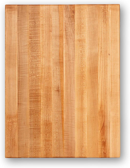 Platinum Commercial Series Rectangular Wooden Maple Cutting Board 24”x18” – 1.75” Thick, 21-lb Reversible Butcher Block with 1/4” Radius Edges, Edge-Grain & Finger Grips – Made in the USA