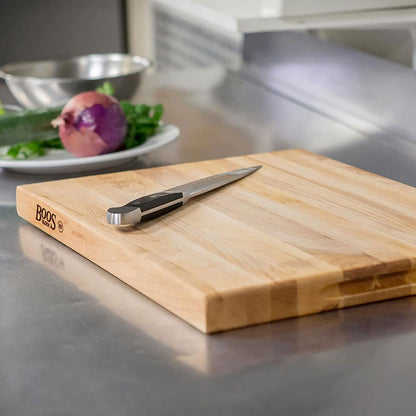 Platinum Commercial Series Rectangular Wooden Maple Cutting Board 24”x18” – 1.75” Thick, 21-lb Reversible Butcher Block with 1/4” Radius Edges, Edge-Grain & Finger Grips – Made in the USA