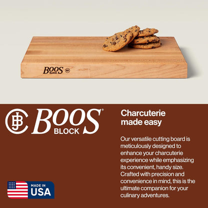 Platinum Commercial Series Rectangular Wooden Maple Cutting Board 24”x18” – 1.75” Thick, 21-lb Reversible Butcher Block with 1/4” Radius Edges, Edge-Grain & Finger Grips – Made in the USA