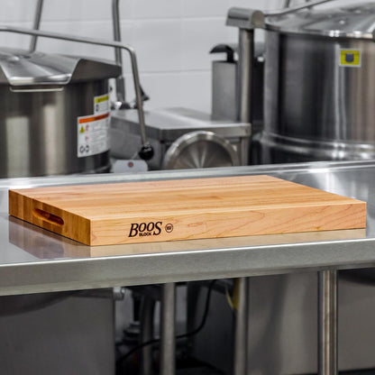 Platinum Commercial Series Rectangular Wooden Maple Cutting Board 24”x18” – 1.75” Thick, 21-lb Reversible Butcher Block with 1/4” Radius Edges, Edge-Grain & Finger Grips – Made in the USA