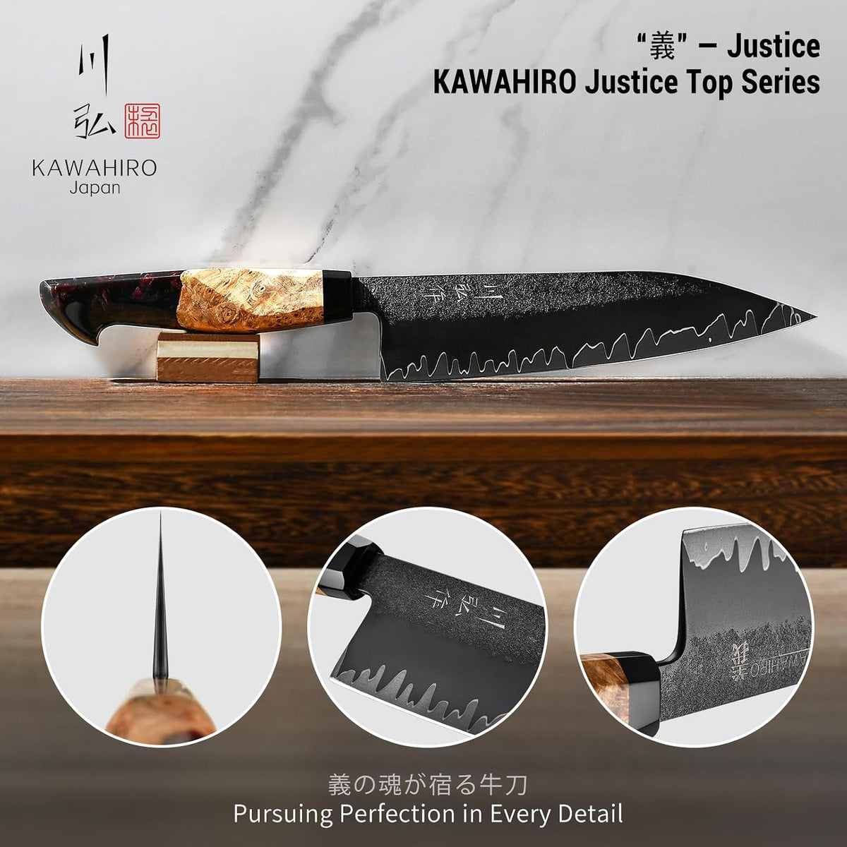Japanese Nakiri Knife, 7 Inch Handcrafted VG10 High Carbon Stainless Steel Vegetable Chef Knife, Professional Sharp Kitchen Knives with Ergonomic Ruby Wood Handle and Gift Wood Box