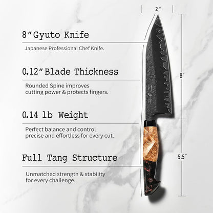 Japanese Nakiri Knife, 7 Inch Handcrafted VG10 High Carbon Stainless Steel Vegetable Chef Knife, Professional Sharp Kitchen Knives with Ergonomic Ruby Wood Handle and Gift Wood Box