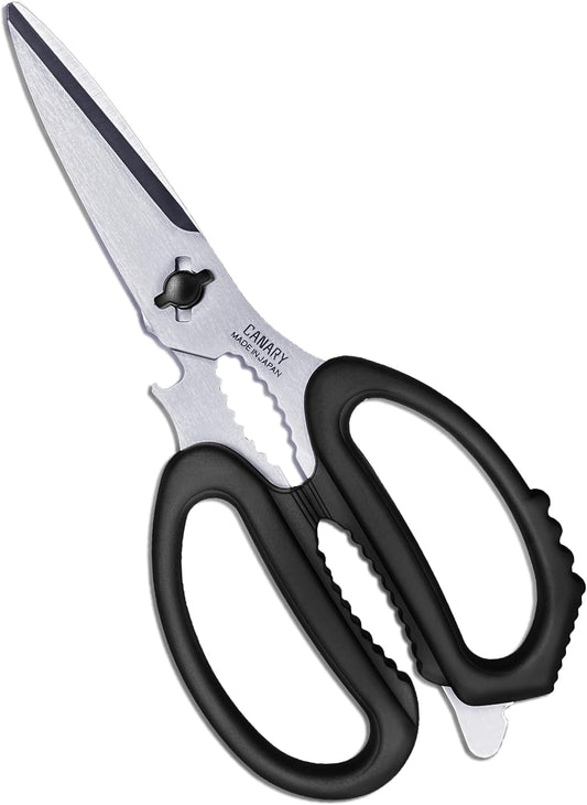 Japanese Kitchen Scissors Heavy Duty 8.2", Made in JAPAN, Dishwasher Safe Come Apart Blade, Multipurpose Kitchen Scissors, Sharp Serrated Japanese Stainless Steel, Black