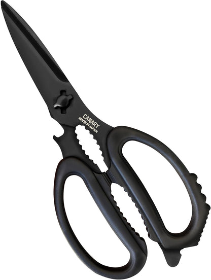 Japanese Kitchen Scissors Heavy Duty 8.2", Made in JAPAN, Dishwasher Safe Come Apart Blade, Multipurpose Kitchen Scissors, Sharp Serrated Japanese Stainless Steel, Black