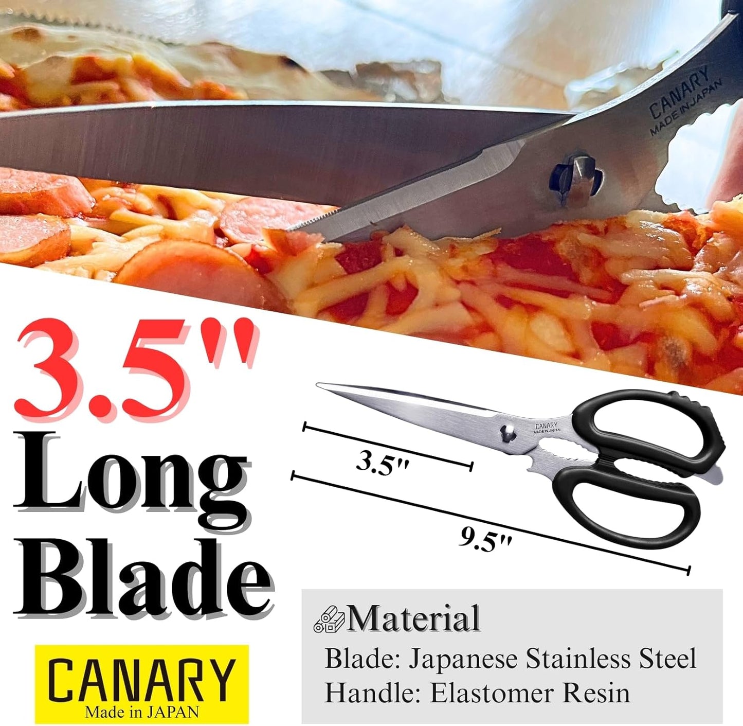 Japanese Kitchen Scissors Heavy Duty 8.2", Made in JAPAN, Dishwasher Safe Come Apart Blade, Multipurpose Kitchen Scissors, Sharp Serrated Japanese Stainless Steel, Black